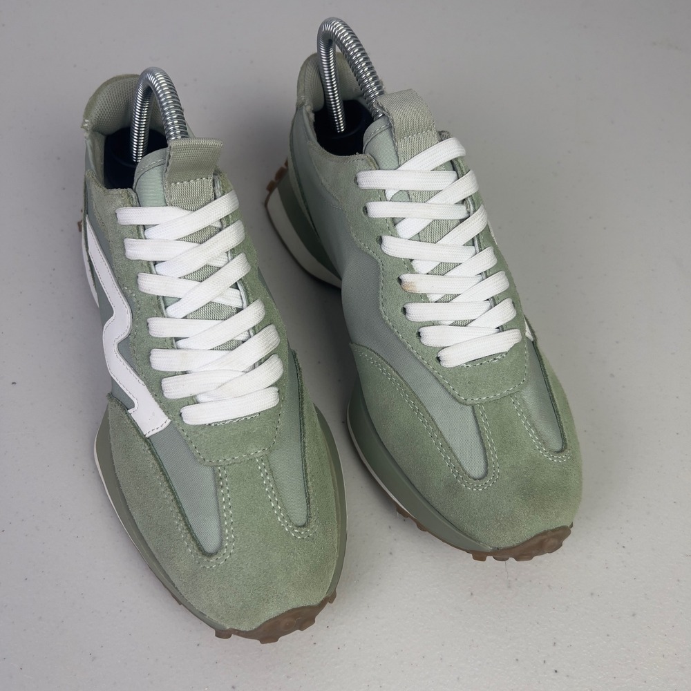 Steve Madden Campo Sneakers Womens 8.5 Green Excellent Suede Retro Jogger